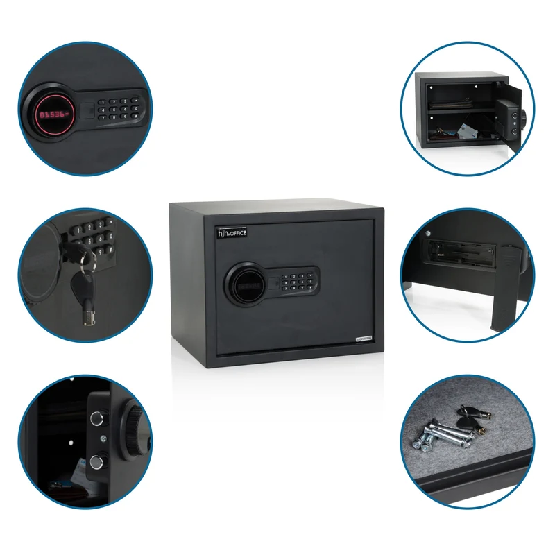 B-Ware hjh OFFICE Safe Tresor SAFE COMPACT elektronisch Geldsafe LCD Display schwarz
