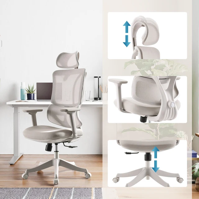 B-Ware MyBuero Bürostuhl Drehstuhl Ergomy Stuhl 3D Netzstoff Sitz Stoff beige