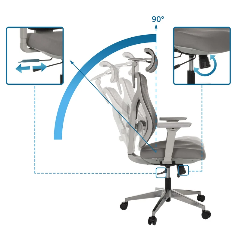 B-Ware hjh OFFICE Bürostuhl Chefsessel CASSILIS W Netzstoff grau Drehstuhl Polyester