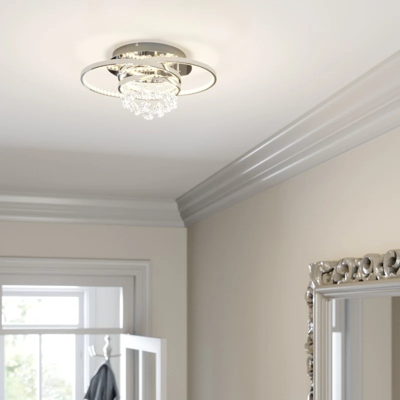 B-Ware Lucande Deckenleuchte Lampe LED Kristallleuchte Keely Kristall chromfarben 45cm