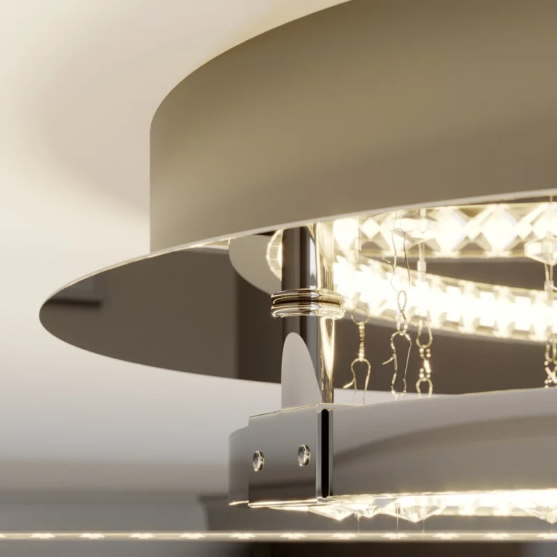 B-Ware Lucande Deckenleuchte Lampe LED Kristallleuchte Keely Kristall chromfarben 45cm