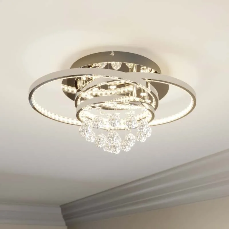 B-Ware Lucande Deckenleuchte Lampe LED Kristallleuchte Keely Kristall chromfarben 45cm