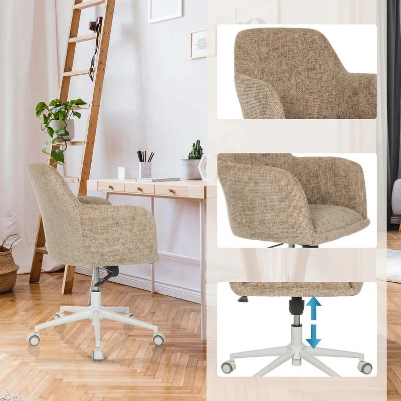B-Ware hjh LIVING Bürostuhl Drehstuhl Home Office beige Bouclé Stoff höhenverstell649
