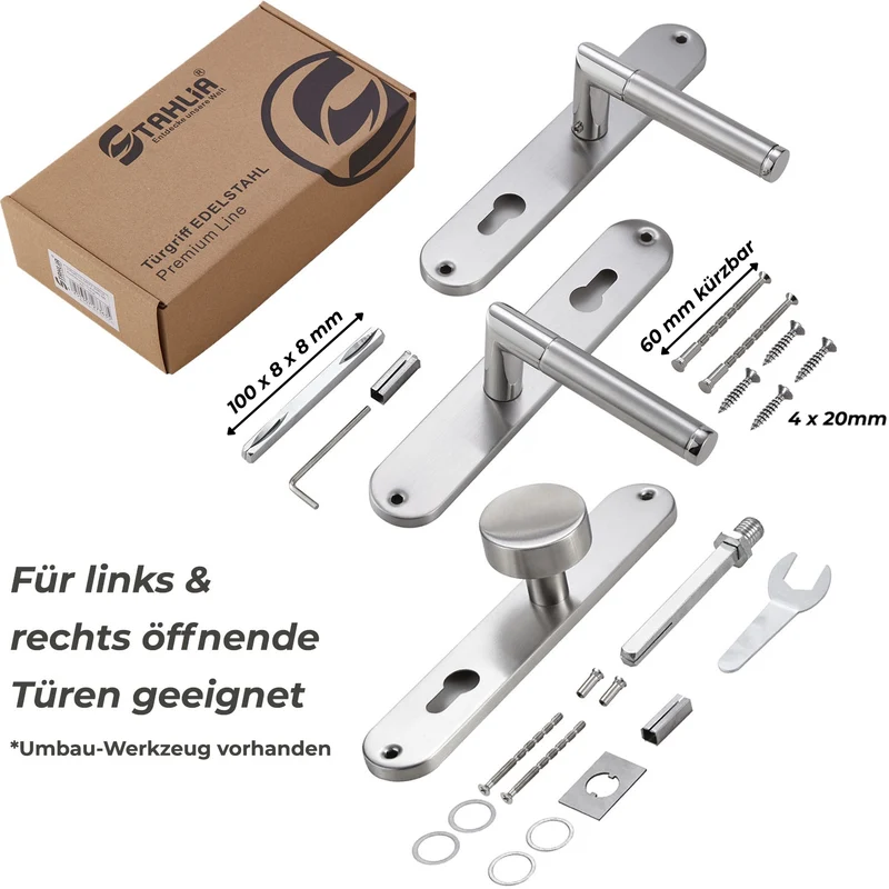 Türgriffe aus Edelstahl Renovierungsgarnitur Haustür Innentür 240x50mm ELEN