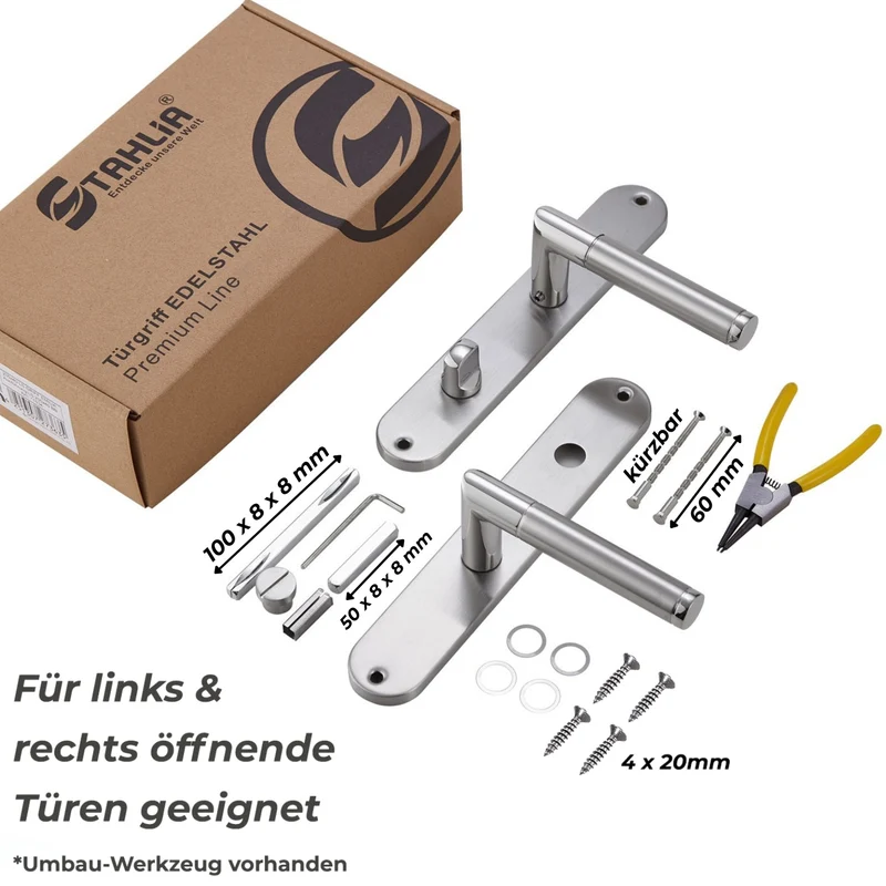 Türgriffe aus Edelstahl Renovierungsgarnitur Haustür Innentür 240x50mm ELEN