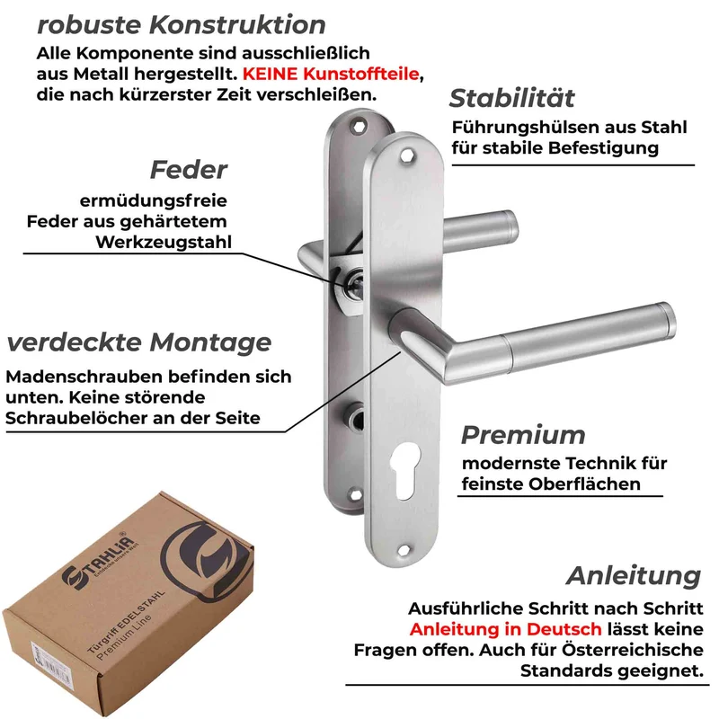 Türgriffe aus Edelstahl Renovierungsgarnitur Haustür Innentür 240x50mm ELEN