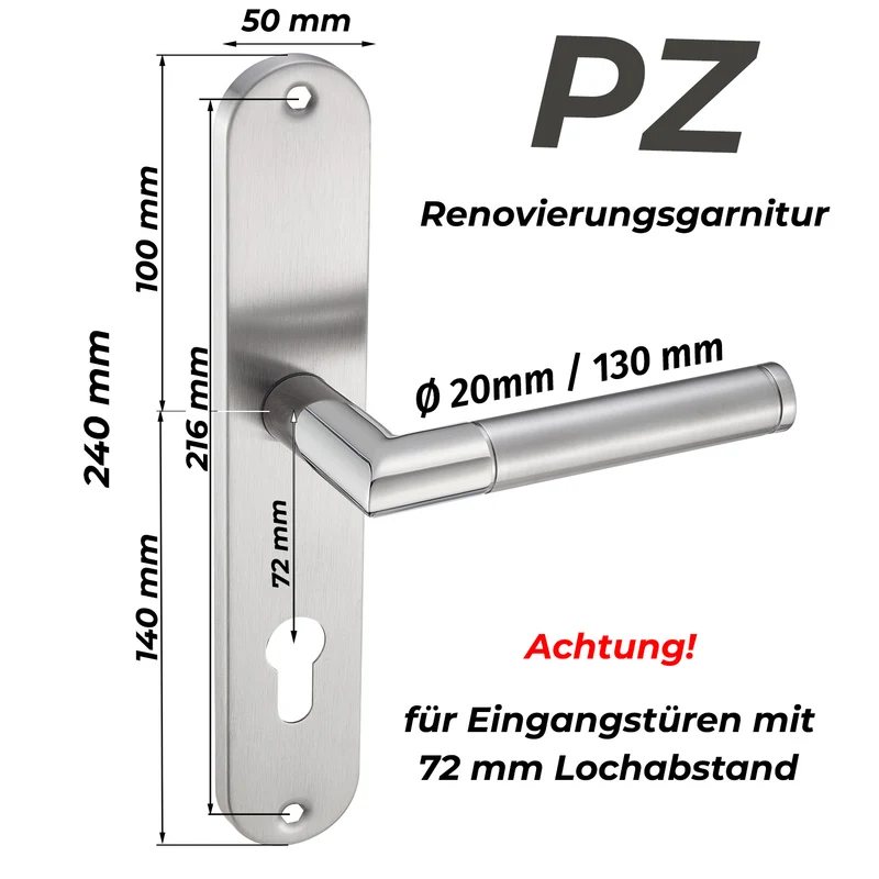 Türgriffe aus Edelstahl Renovierungsgarnitur Haustür Innentür 240x50mm ELEN