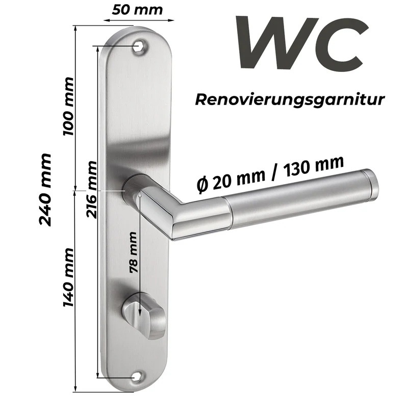 Türgriffe aus Edelstahl Renovierungsgarnitur Haustür Innentür 240x50mm ELEN