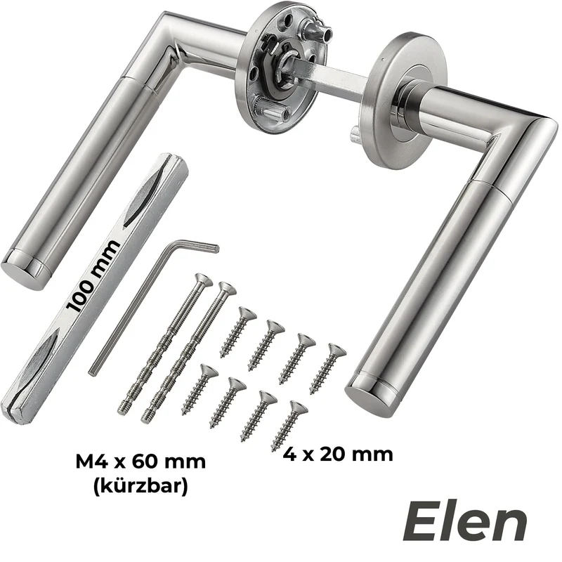 Edelstahl Türklinken Standard Set Haustür & Innentür inkl. Bohrschablone ELEN