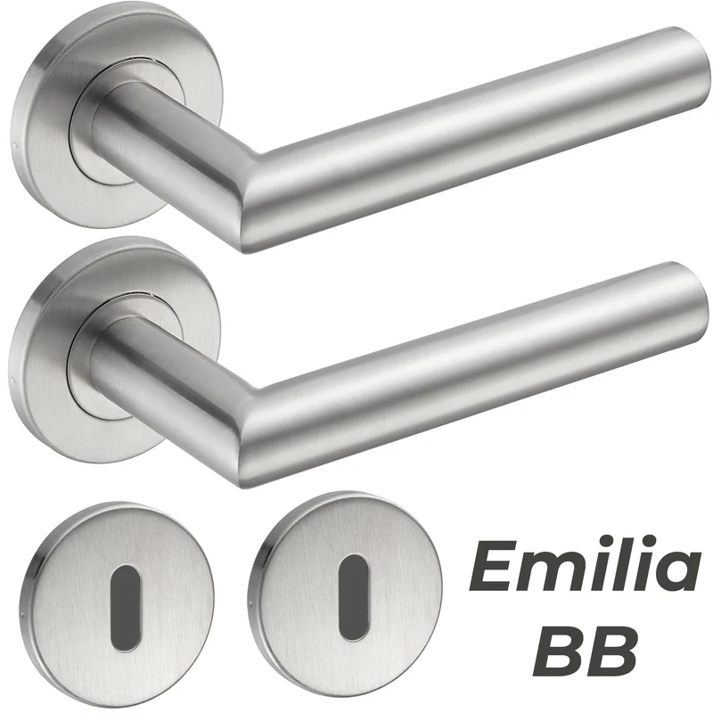 Türgriff Standard aus Edelstahl für Zimmertüren Türbeschläge Set EMILIA