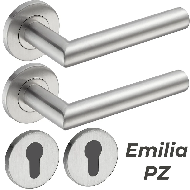 Türgriff Standard aus Edelstahl für Zimmertüren Türbeschläge Set EMILIA