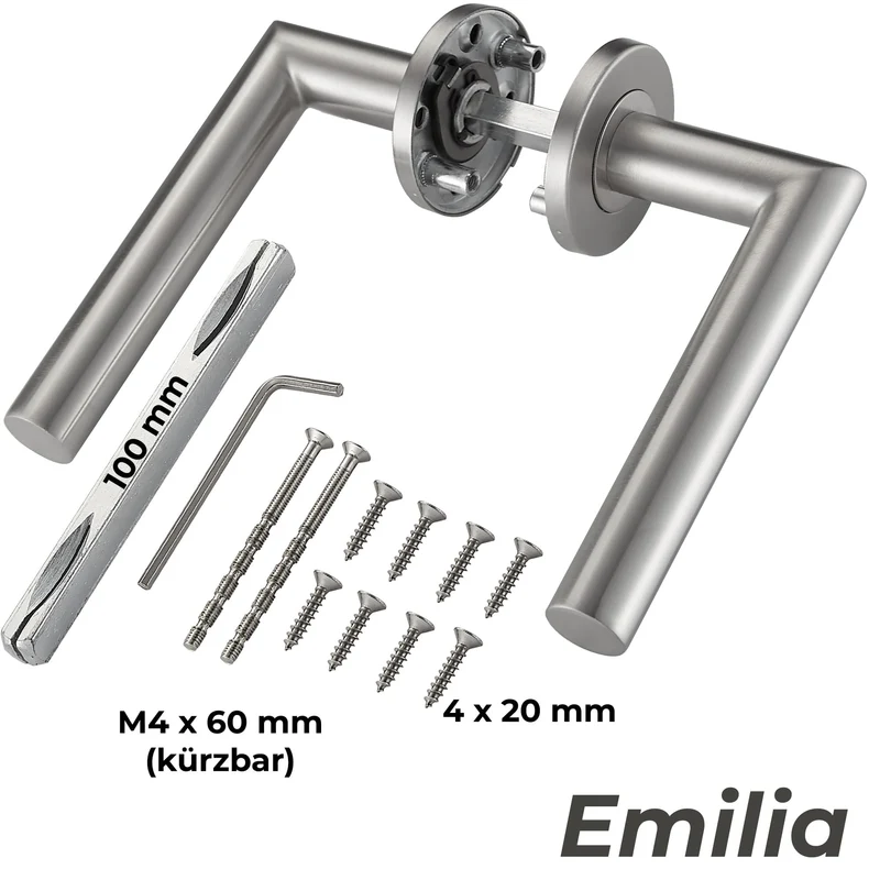 Türgriff Standard aus Edelstahl für Zimmertüren Türbeschläge Set EMILIA
