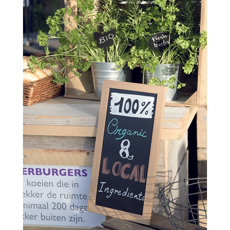Securit® Kreidetafel mit Holzrahmen, Budget, Hellbraun, 20x40cm