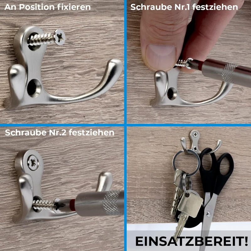 Garderobenhaken modern mini in Silber, Schwarz, Gold Optik, Kupfer Optik