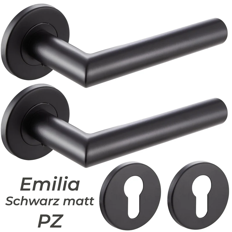Türgriff Schwarz matt Standard aus Edelstahl Türklinken Set EMILIA