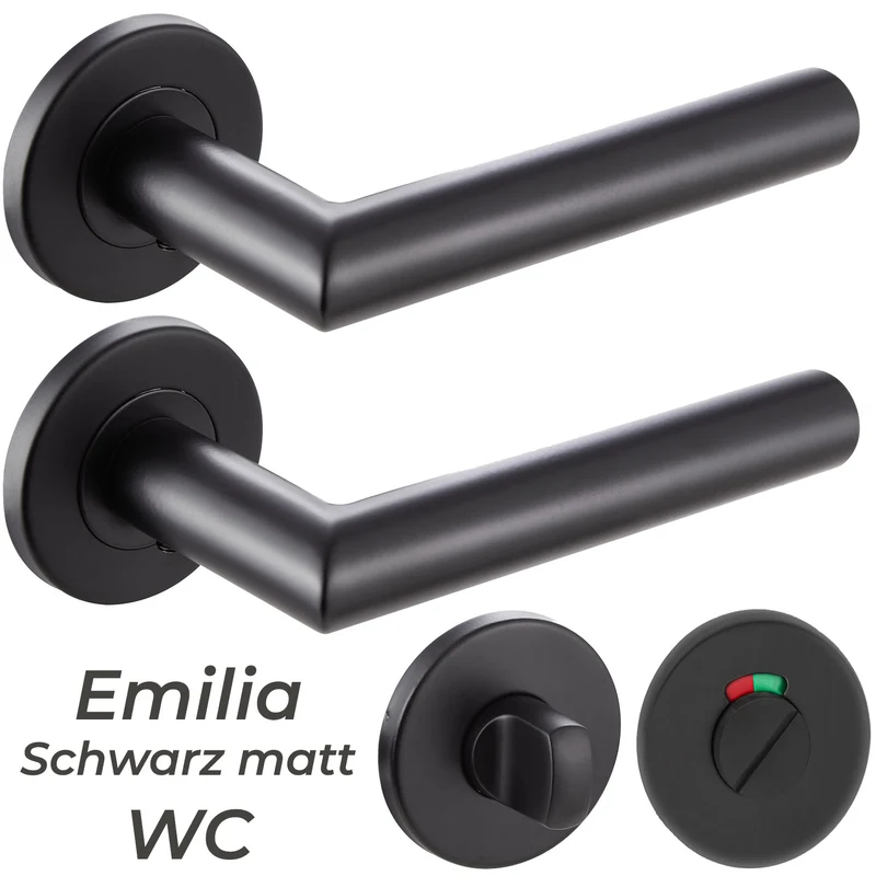 Türgriff Schwarz matt Standard aus Edelstahl Türklinken Set EMILIA