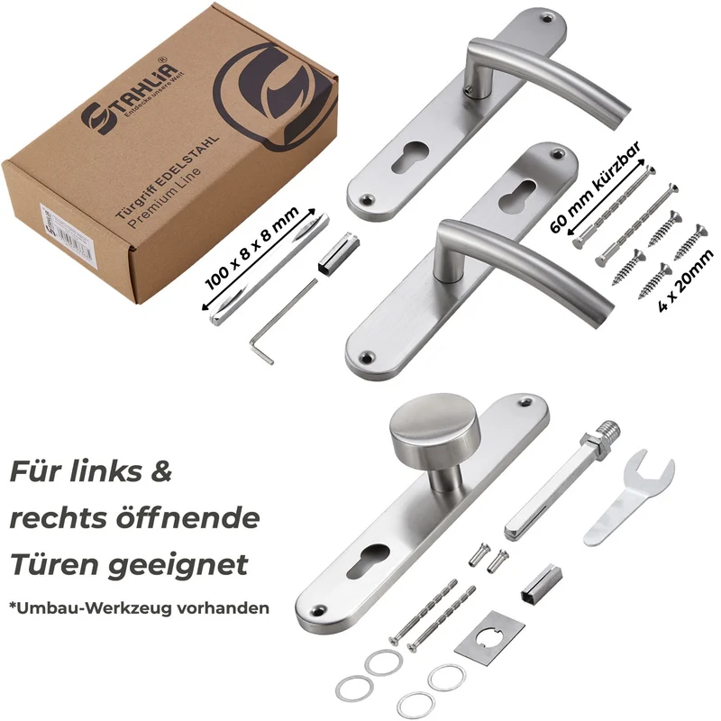 Türgriff Edelstahl Langschild Renovierungsgarnitur Set 240x50mm LIA