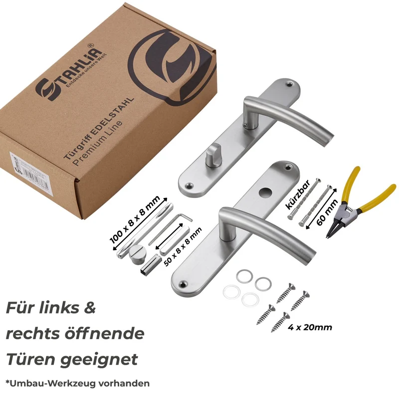 Türgriff Edelstahl Langschild Renovierungsgarnitur Set 240x50mm LIA