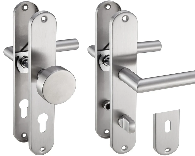 Edelstahl Türklinken Renovierungsgarnitur für Haustüren & Innentüren 240x50mm EMILIA