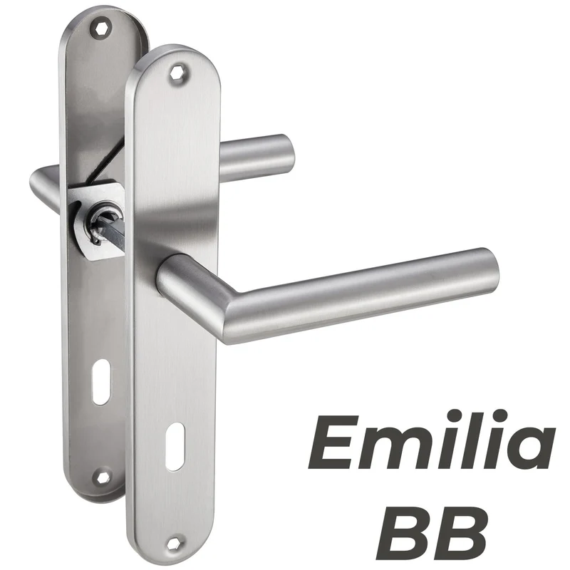 Edelstahl Türklinken Renovierungsgarnitur für Haustüren & Innentüren 240x50mm EMILIA