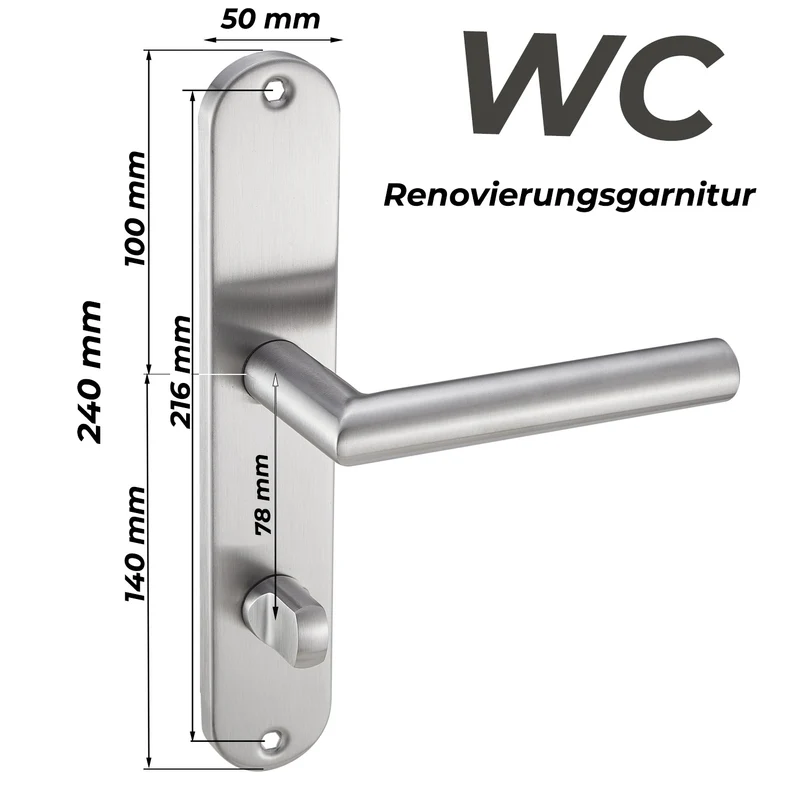 Edelstahl Türklinken Renovierungsgarnitur für Haustüren & Innentüren 240x50mm EMILIA