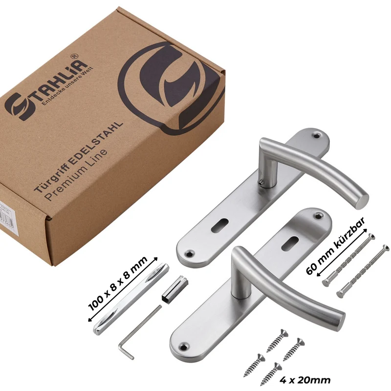 Edelstahl Türklinke für Zimmertüren Renovierungsgarnitur Set 240x50mm ELLA