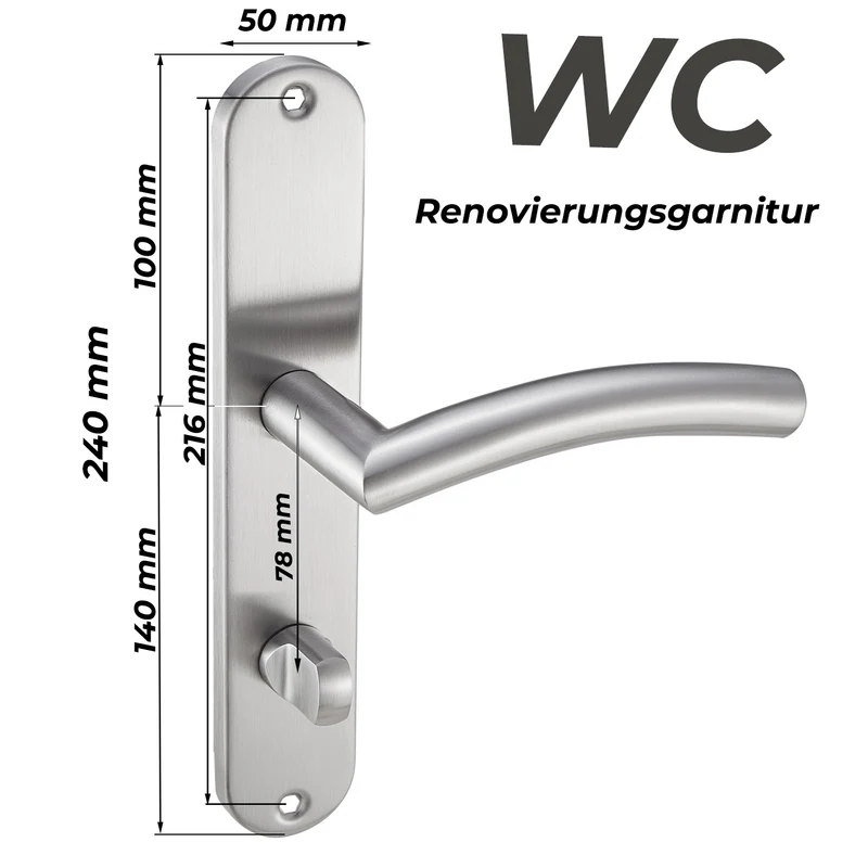 Edelstahl Türklinke für Zimmertüren Renovierungsgarnitur Set 240x50mm ELLA