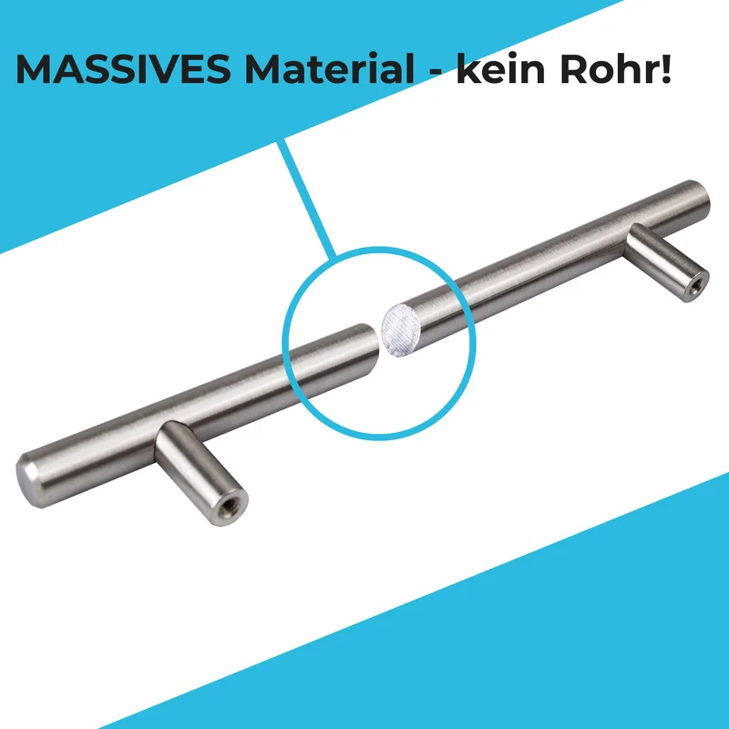 Möbelgriff Edelstahl gebürstet massiv Stangengriff Durchmesser 10mm & 12mm