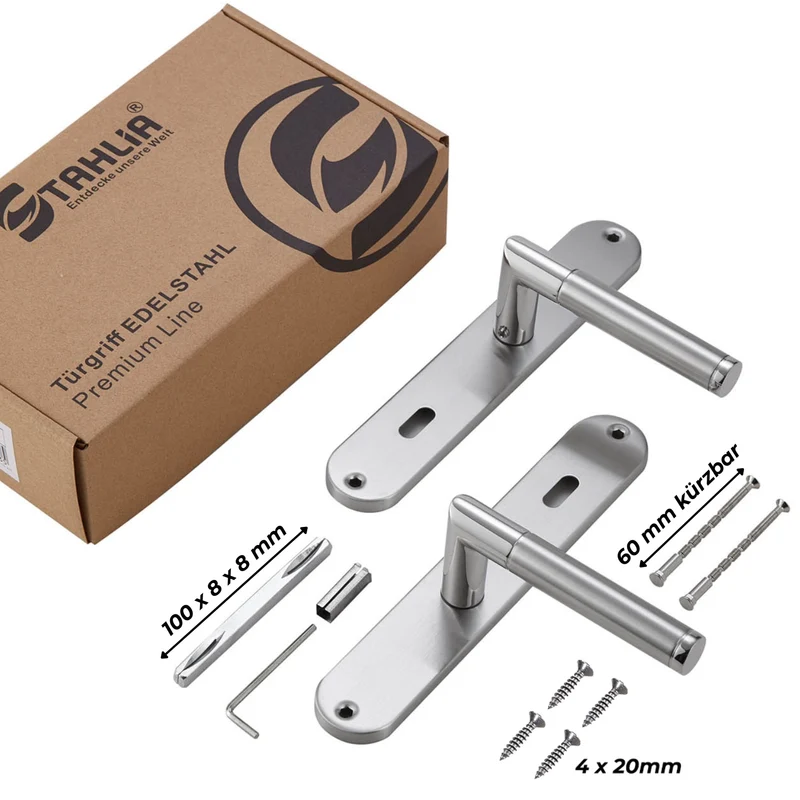 Türgriffe Standard Set aus Edelstahl Türbeschläge Langschild 235x40mm ELEN