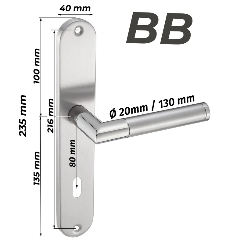Türgriffe Standard Set aus Edelstahl Türbeschläge Langschild 235x40mm ELEN