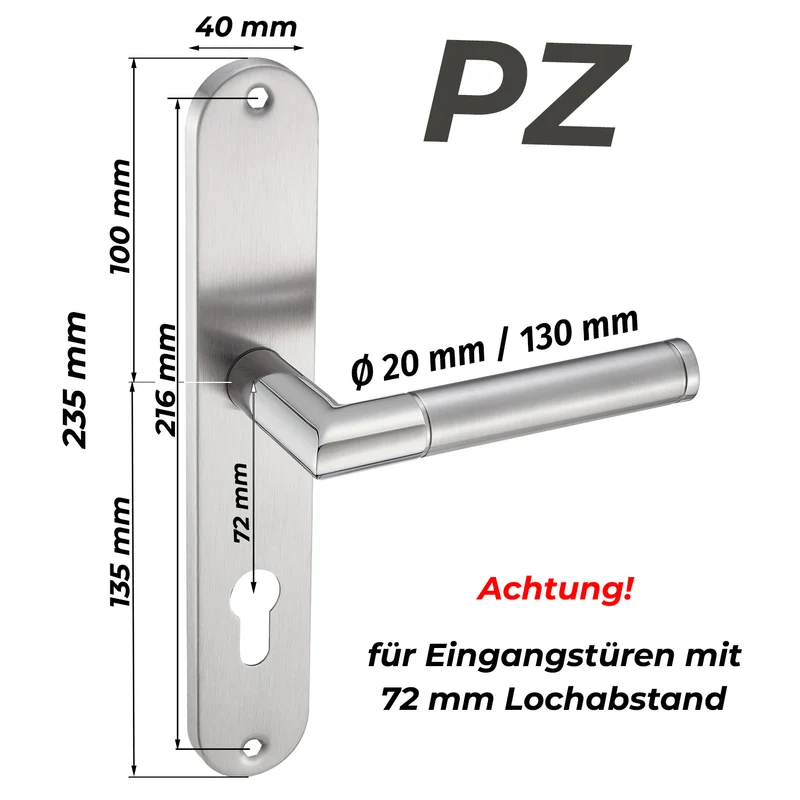 Türgriffe Standard Set aus Edelstahl Türbeschläge Langschild 235x40mm ELEN