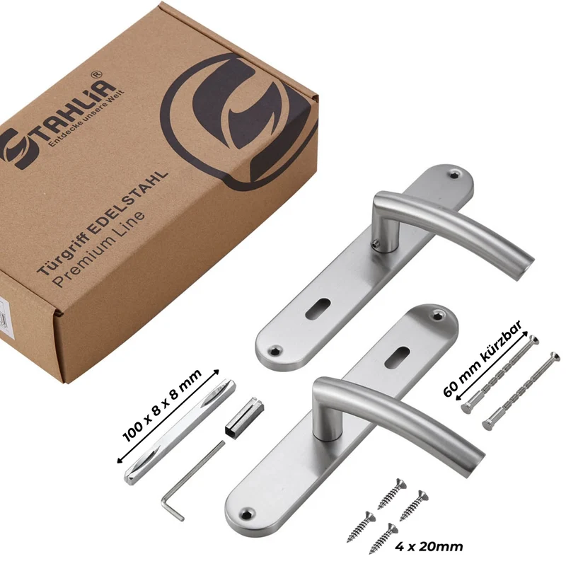 Edelstahl Türgriff Standard Set mit Bohrschablone 235x40mm LIA