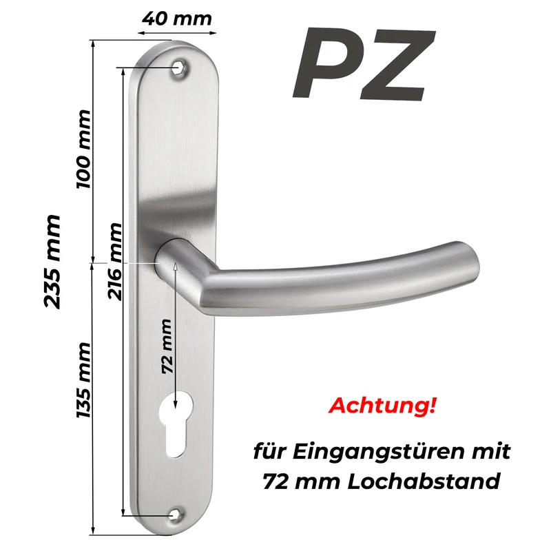 Edelstahl Türgriff Standard Set mit Bohrschablone 235x40mm LIA