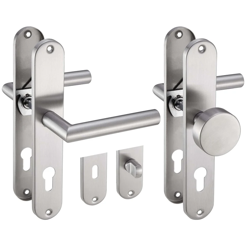 Edelstahl Türgriffe Standard Set Türknauf oder Türklinke 235x40mm EMILIA