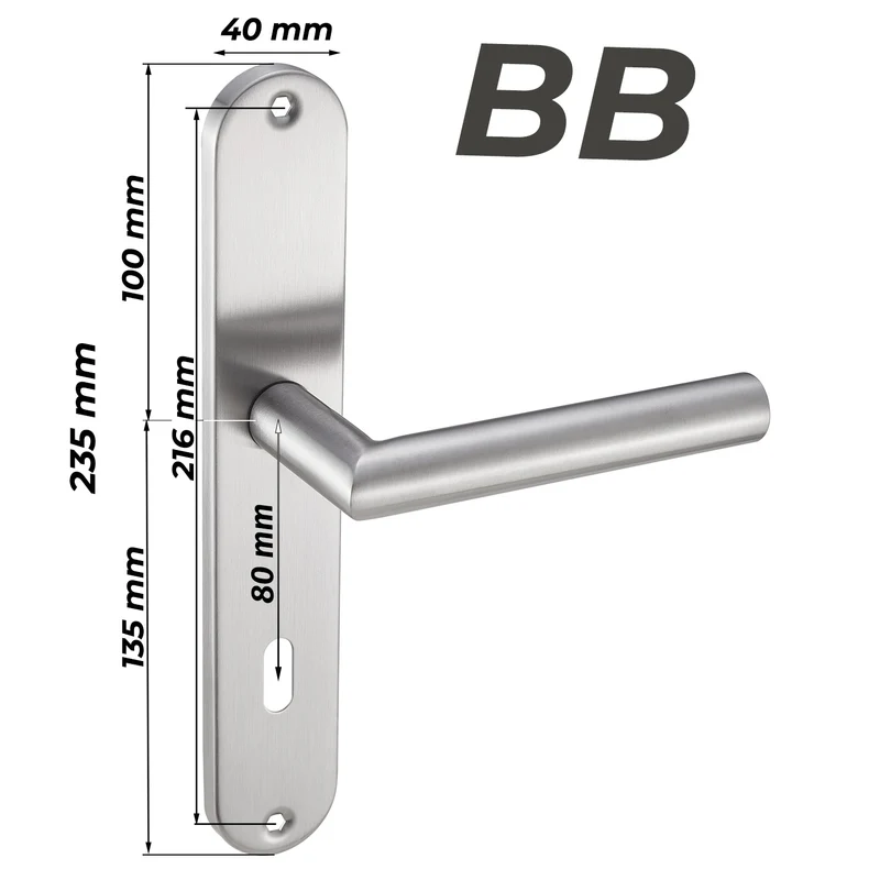 Edelstahl Türgriffe Standard Set Türknauf oder Türklinke 235x40mm EMILIA
