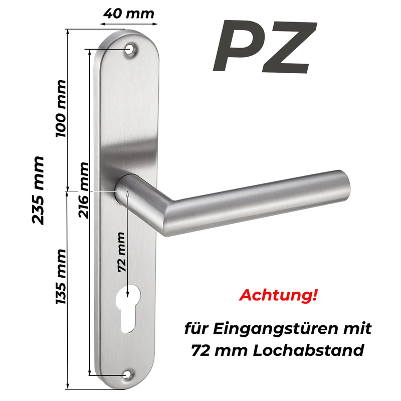 Edelstahl Türgriffe Standard Set Türknauf oder Türklinke 235x40mm EMILIA