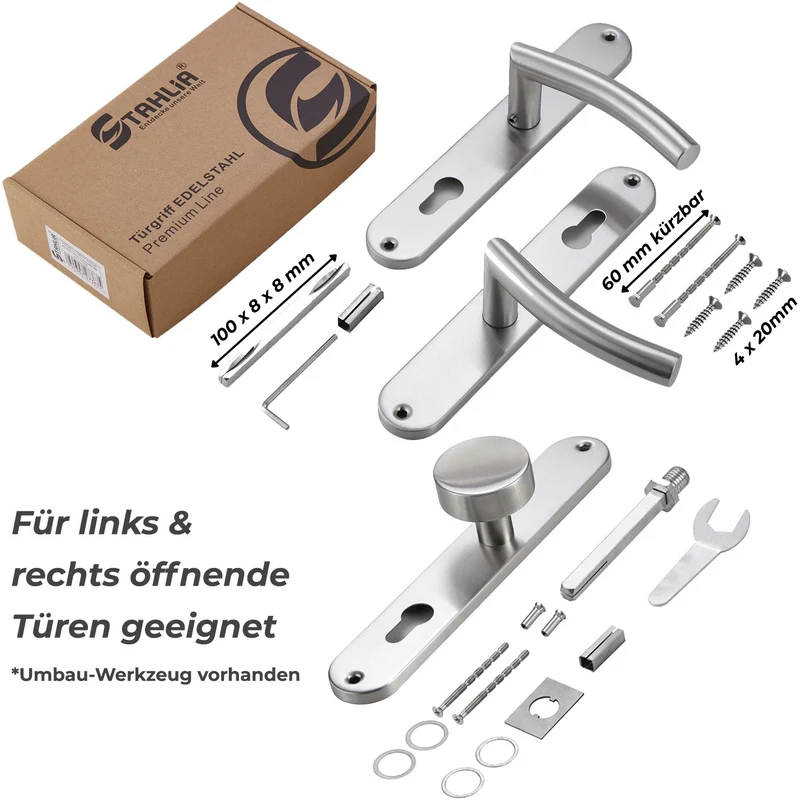 Türgriffe Standard aus Edelstahl für Haustüren & Zimmertüren 235x40mm ELLA