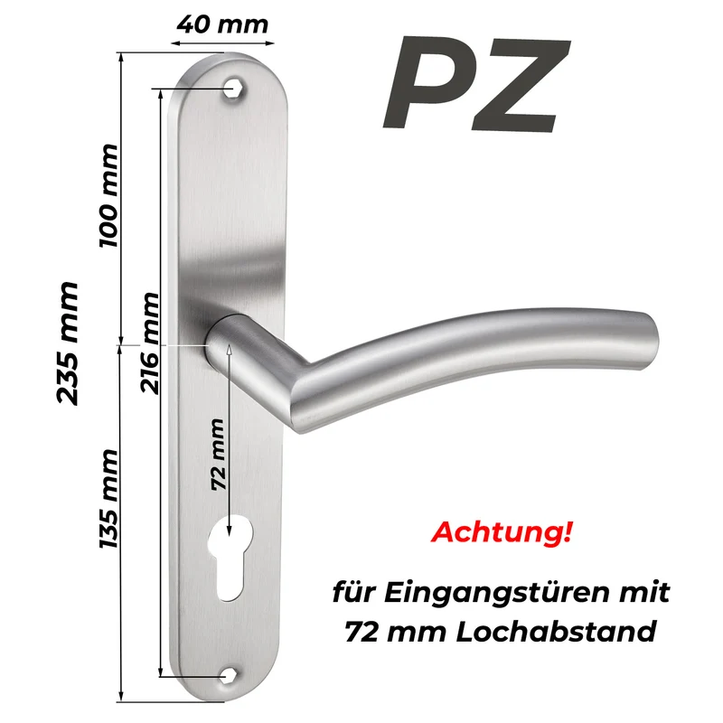 Türgriffe Standard aus Edelstahl für Haustüren & Zimmertüren 235x40mm ELLA