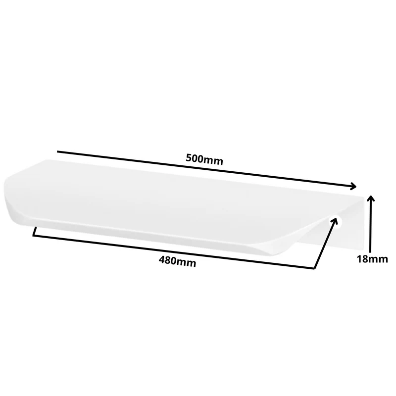 Griffleiste Kantengriff Rund 480mm (500mm Gesamtlänge) - Weiß