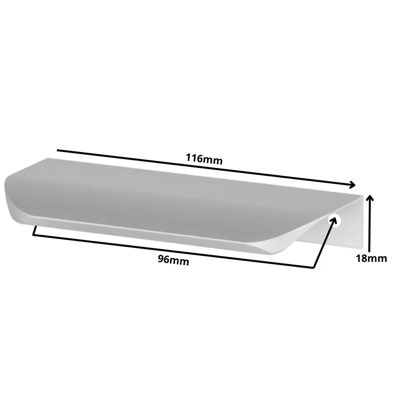 Griffleiste Kantengriff Rund 96mm (116mm Gesamtlänge) - Aluminium