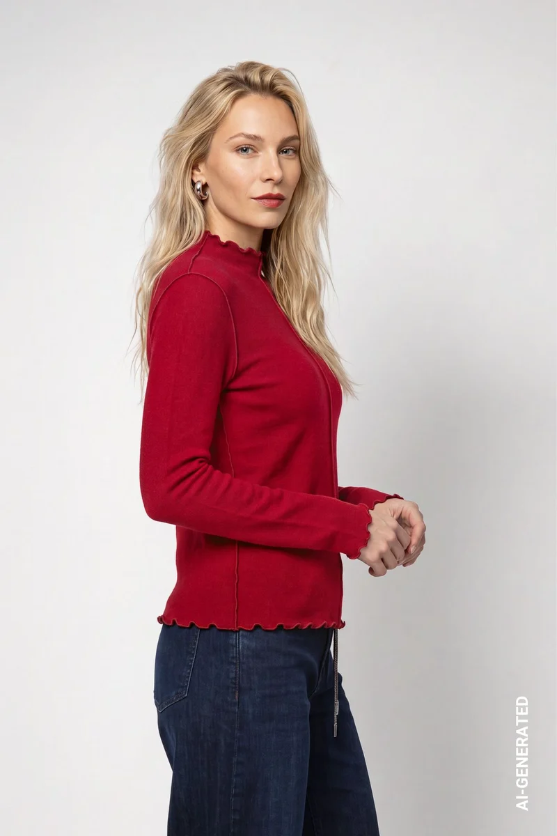 Langarmshirt mit gewelltem Saum
