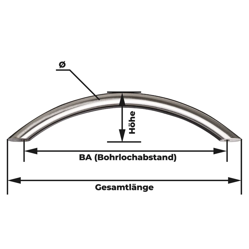 Möbelgriff aus Stahl Bogengriff Chrom Matt 10mm Durchmesser