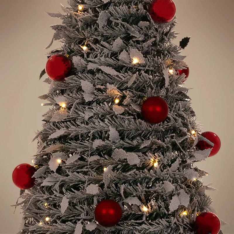 ECD Germany | Künstlicher Pop-Up-Weihnachtsbaum 180 cm, Tannenbaum mit Deko & Beleuctung, Dekobaum faltbar, Christbaum inkl. LED Lichterkette