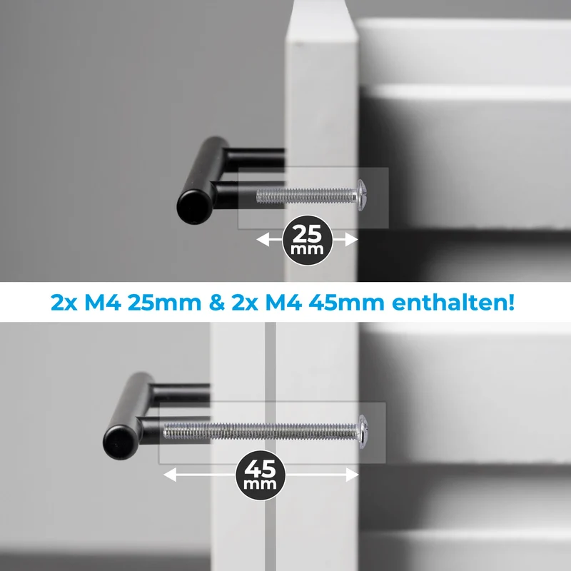 Möbelgriff Edelstahl Schwarz matt Stangengriff 10mm & 12mm Durchmesser