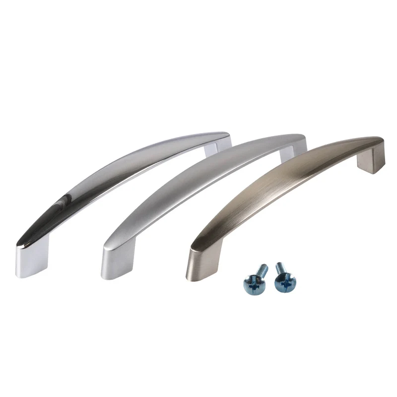 Möbelgriff Metall Bogengriff in Edelstahl Optik, Chrom glänzend & matt
