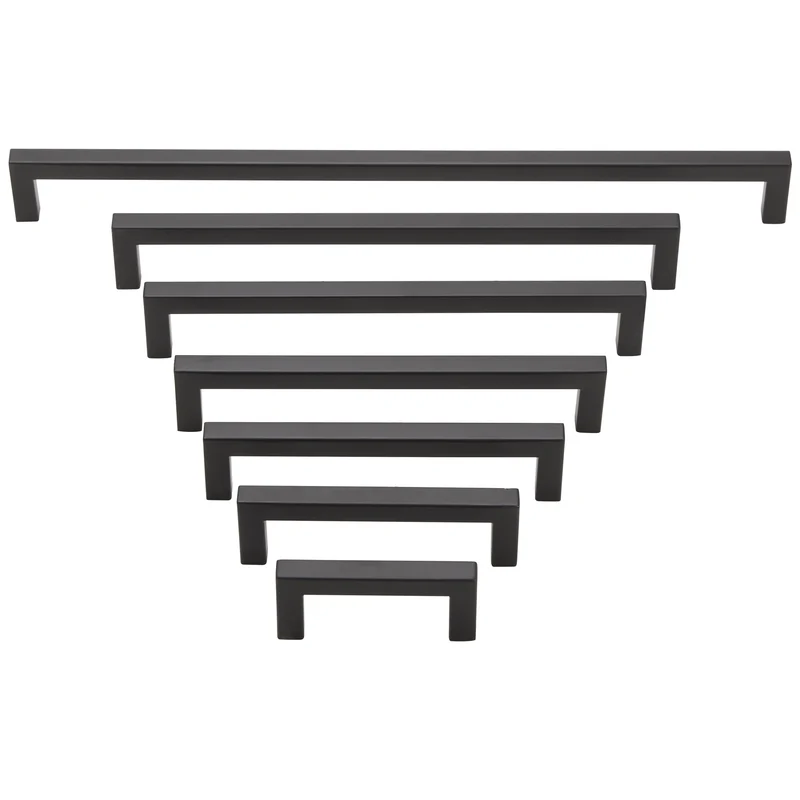 Möbelgriff Edelstahl quadratisch Schwarz matt mit Profil 10x10mm