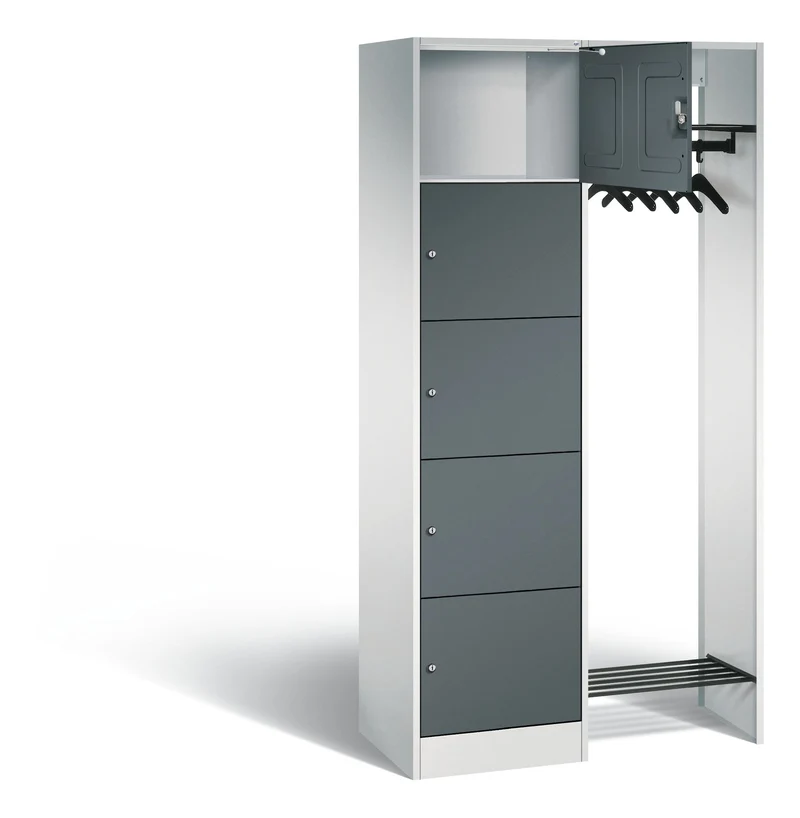 Offene Garderobe mit Fächerschrank – 10 Fächer, stabile Stahlgarderobe