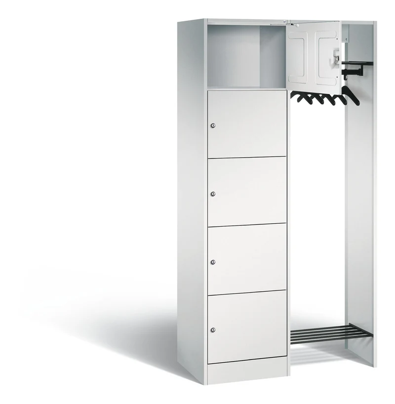 Offene Garderobe mit Fächerschrank – 10 Fächer, stabile Stahlgarderobe