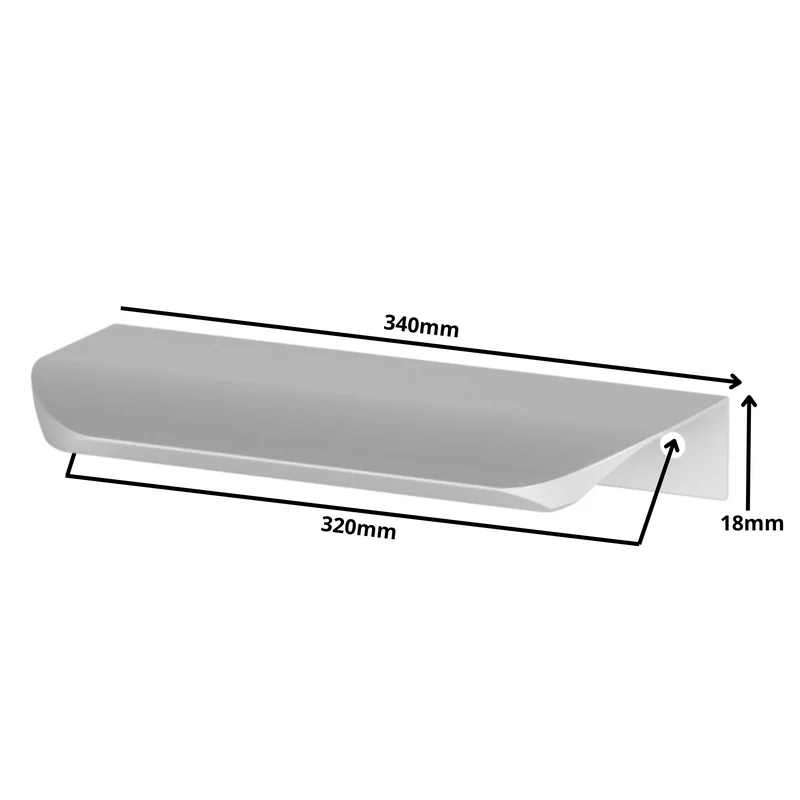 Griffleiste Kantengriff Rund 320mm (340mm Gesamtlänge) - Aluminium