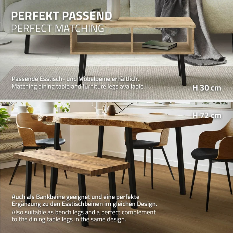 Tischbeine Tischgestell 4er Set I-Design schräg aus Stahl ML-Design
